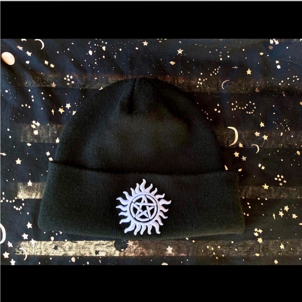 Supernatural Vintage Black Beanie with Anti-Possession Symbol